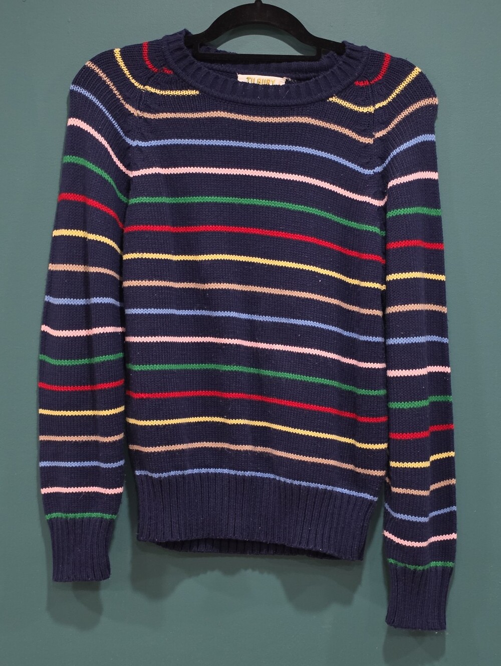 Vintage Tilbury Rainbow Stripe Knit Sweater Size Small